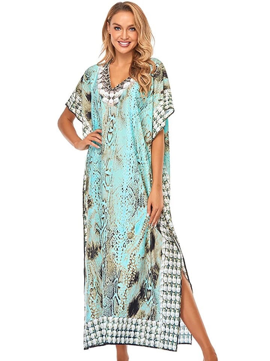 Mia Embellished Kaftan – Mid Length, Boho Free Size Style