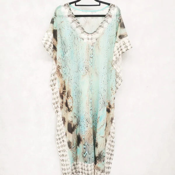 Mia Embellished Kaftan – Mid Length, Boho Free Size Style