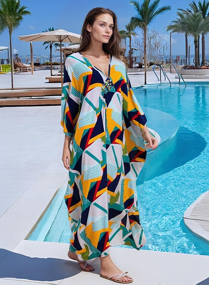 Maya Tropical Loose, Casual Long Kaftan -  AU 8-20