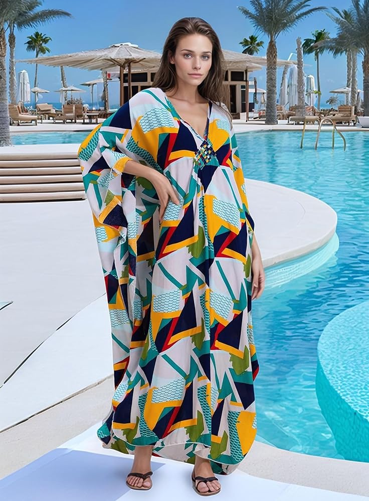 Maya Tropical Loose, Casual Long Kaftan -  AU 8-20