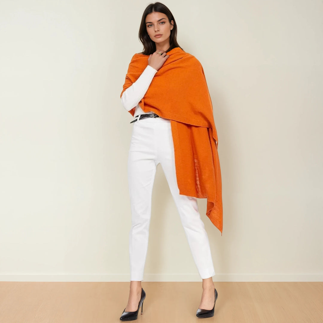 Orange Julian 100% Knitted Cashmere Extra large Travel Wrap