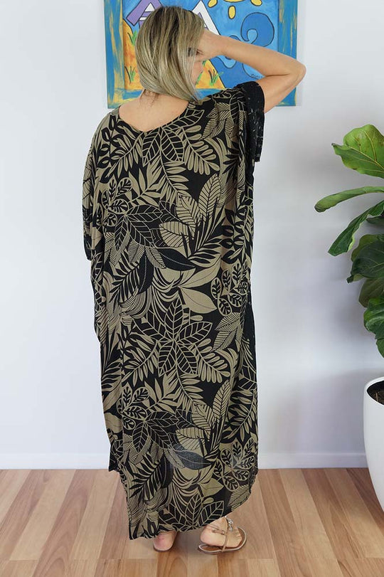 Black Beetal Maya Long Kaftan One Size AU 12-26