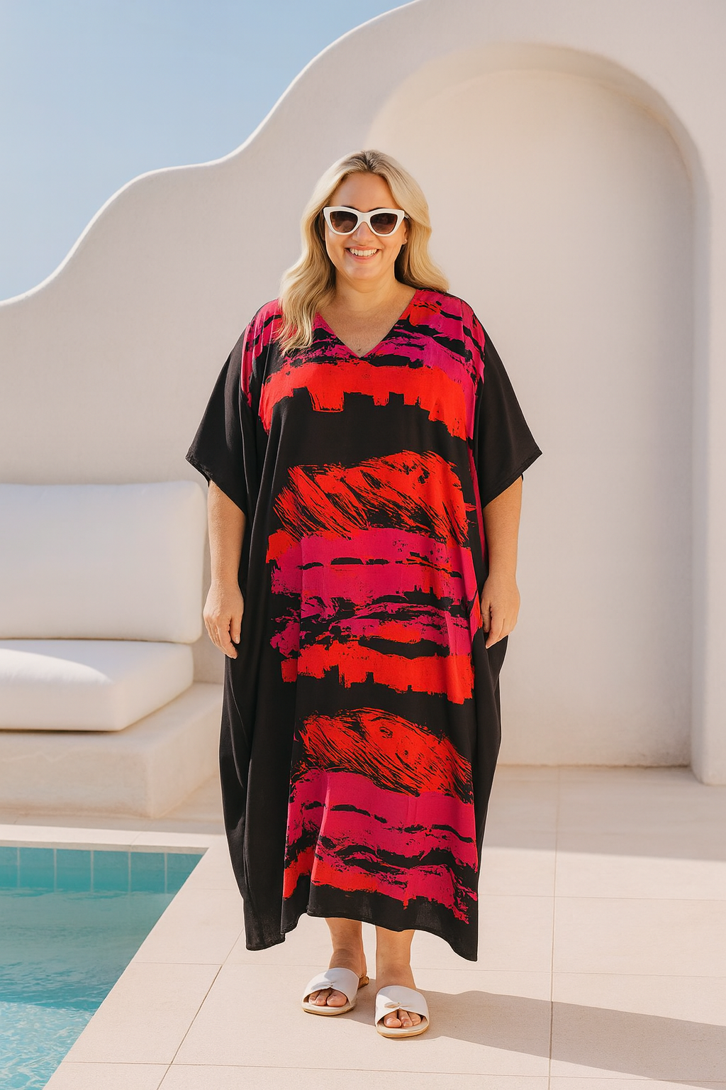 Black Fusion Maya Bohemian Rayon kaftan dress - Sizes Available AU 14-30