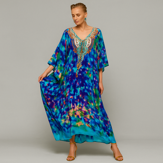 Mauves Maya Resort Wear Kaftan-Front tie with embellishments.Sizes Available AU 16-30
