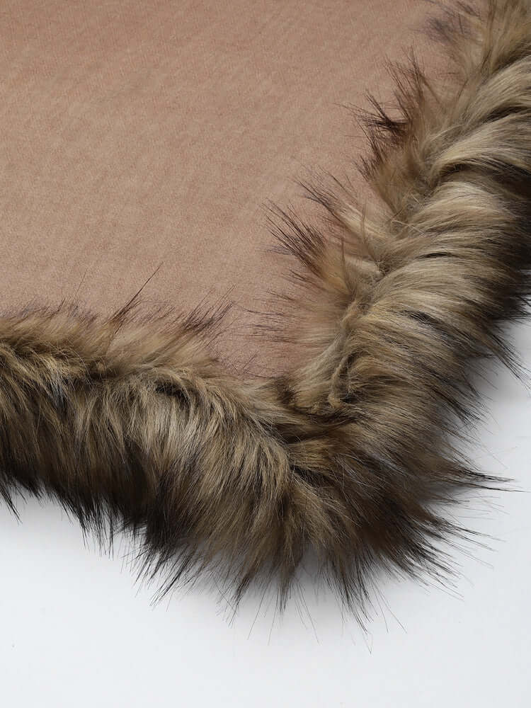 Pure Cashmere Julian Wool Shawl Scarf with Fur