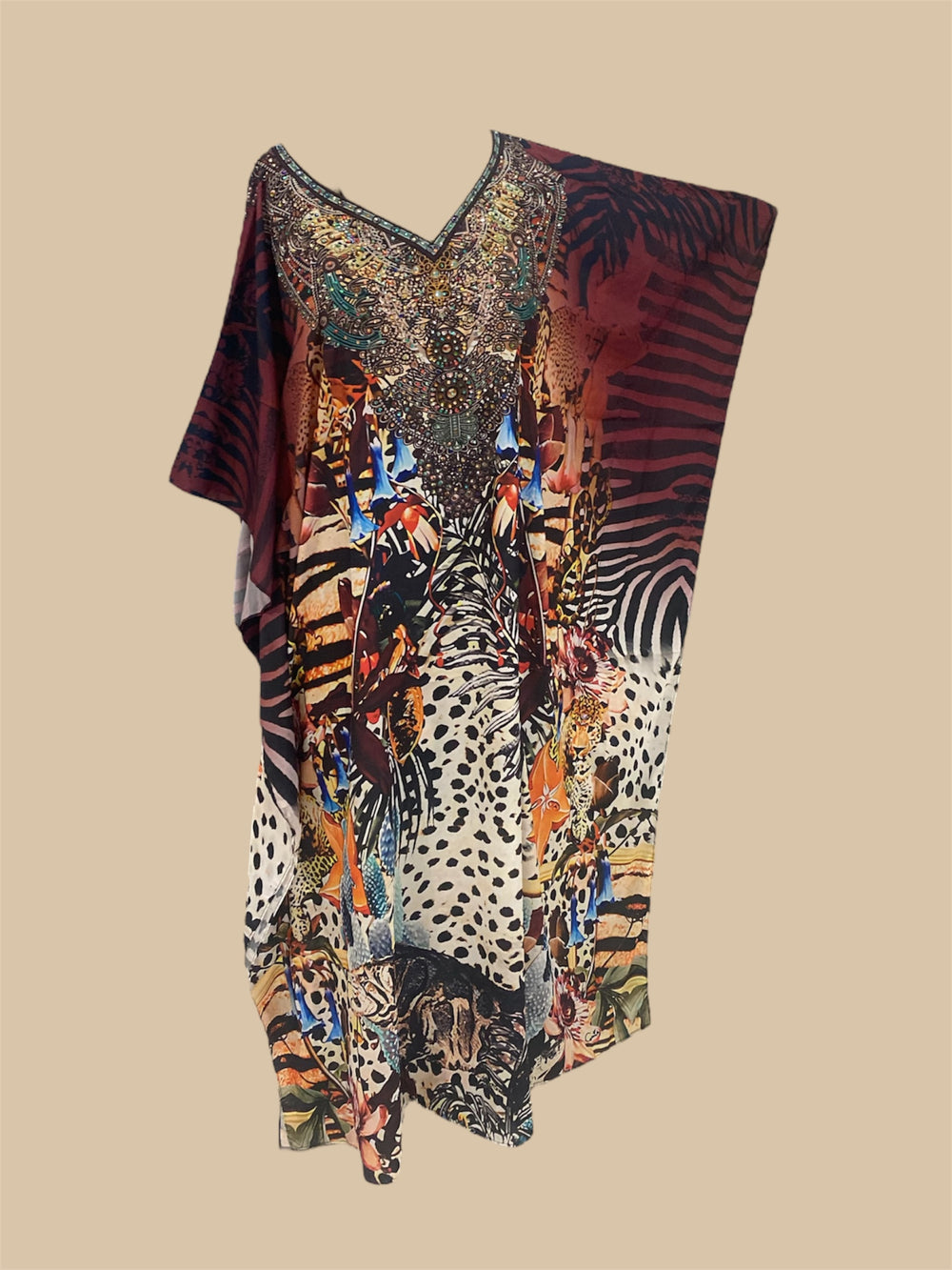 Royal Picasso Maya Silk Mix Bling Kaftan.Sizes Available AU 12-32