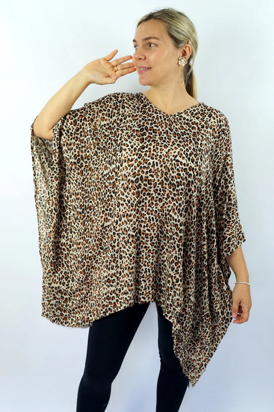 Leopard Print Maya Tunic Top – Boho Chic, Flowy Kaftan