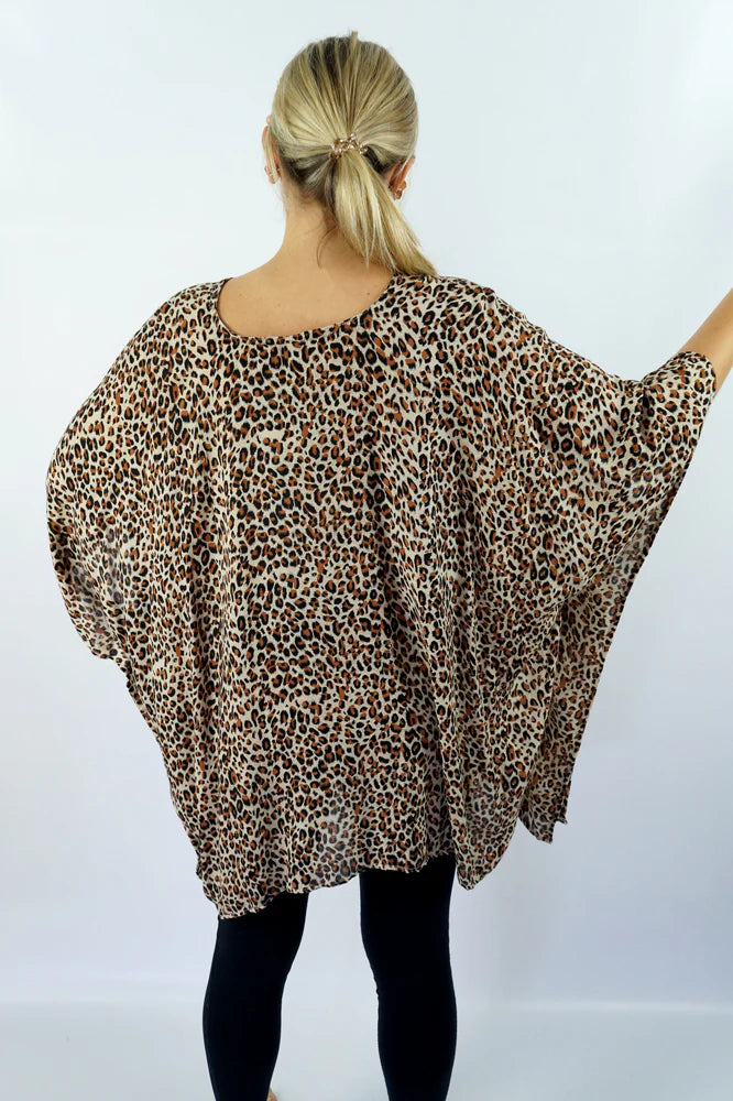 Leopard Print Maya Tunic Top – Boho Chic, Flowy Kaftan