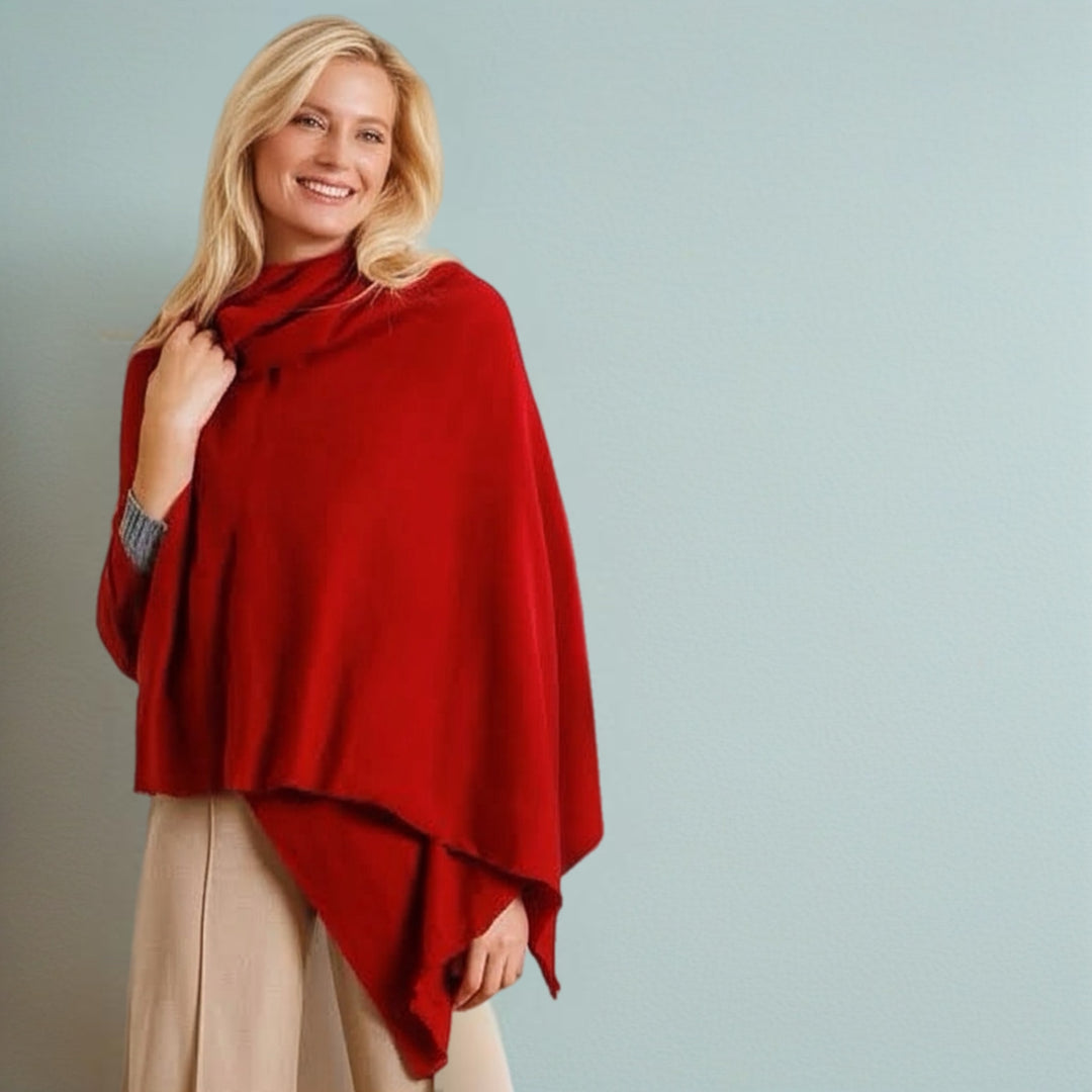Julian 100% Cashmere Knitted Extra large Travel Wrap/Shawl-Ruby Red