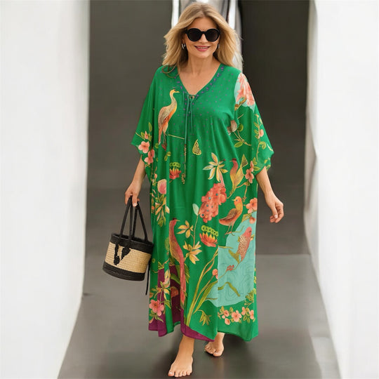 Green Micasso Maya Kaftan-Front tie with Bling .Sizes Available AU 12-30