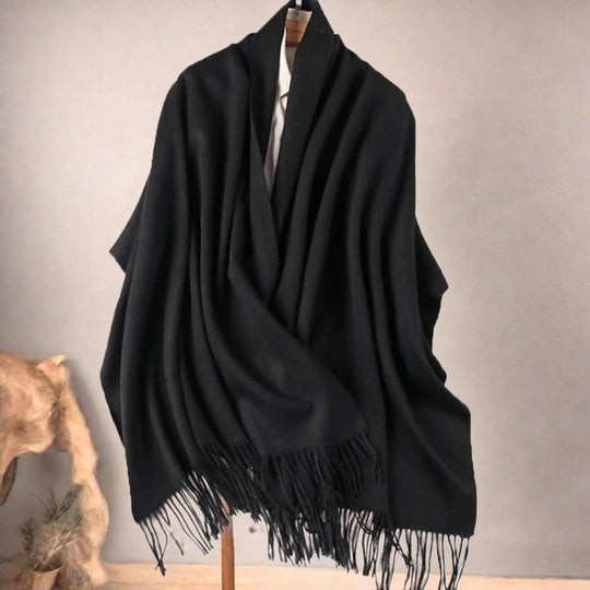 DEIA Black Fringe wool blend Scarf/ Stole