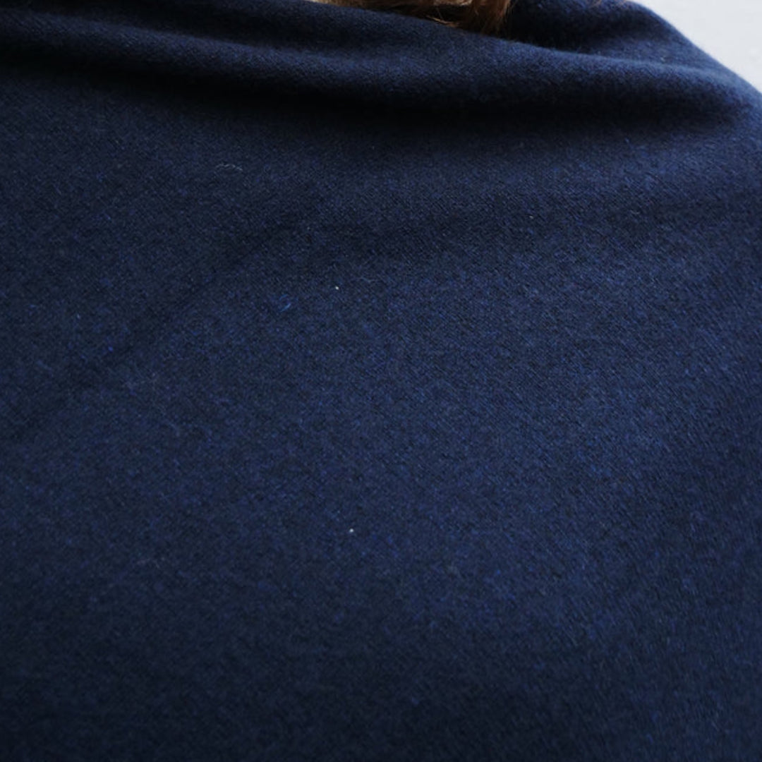 Navy Blue Julian 100% Cashmere Poncho
