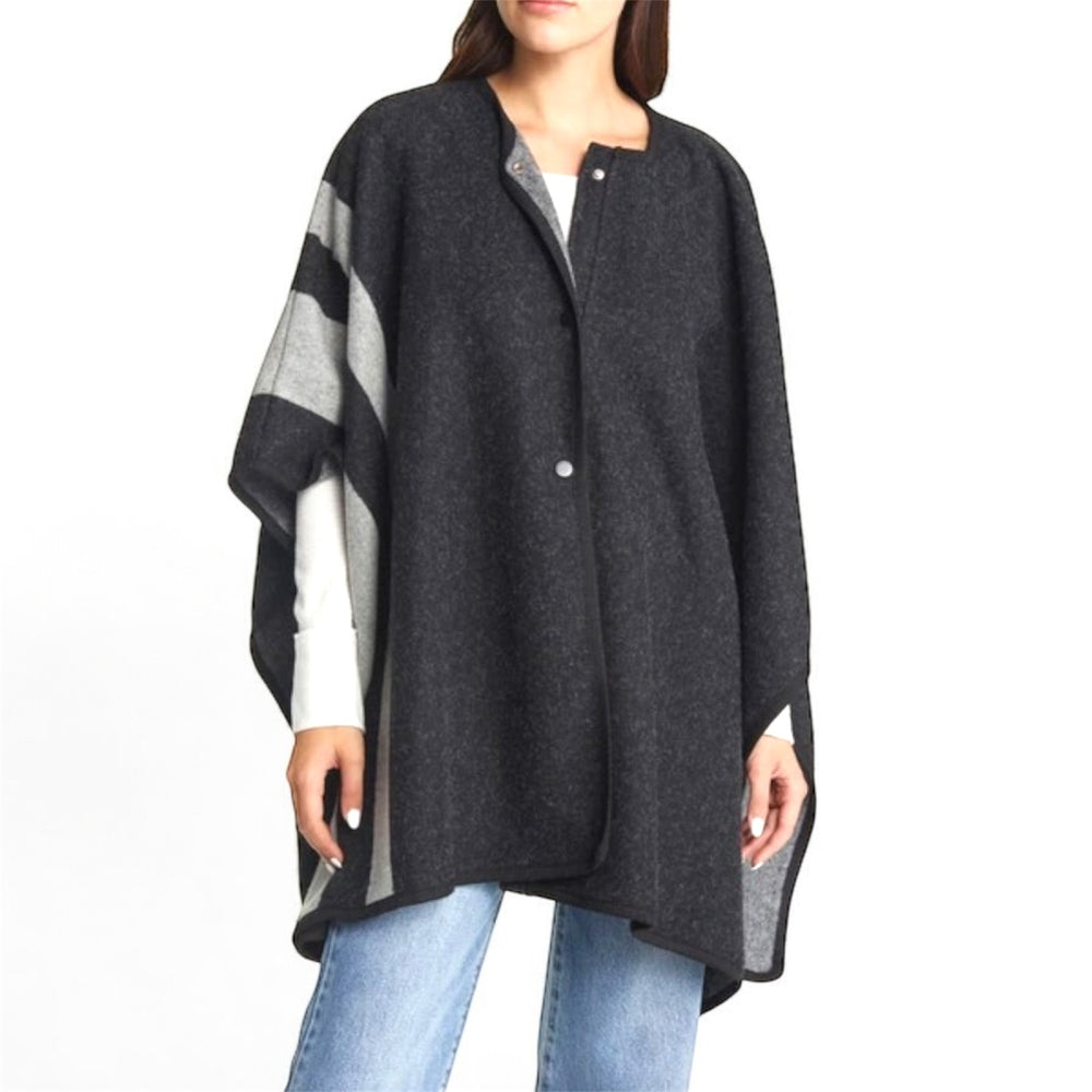 Black DIEA Blanket Stripe cape poncho-One Size AU 12-26
