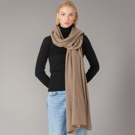 Julian knitted Pure cashmere scarf/ shawl/ Travel wrap-Colours available-Extra Large