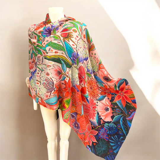 Wearable art 100% Cashmere Julian Scarf /Wrap-Perfect Spring Layer-More Designs Available