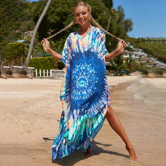 Mia Colourful Breezy Maxi kaftan Free Size-More styles available
