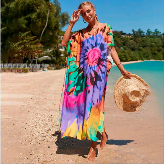 Mia Colourful Breezy Maxi kaftan Free Size-More styles available