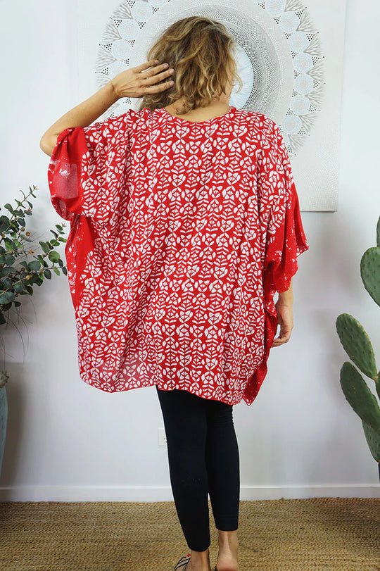 Red Maya Short Top Tunic One Size 14-26