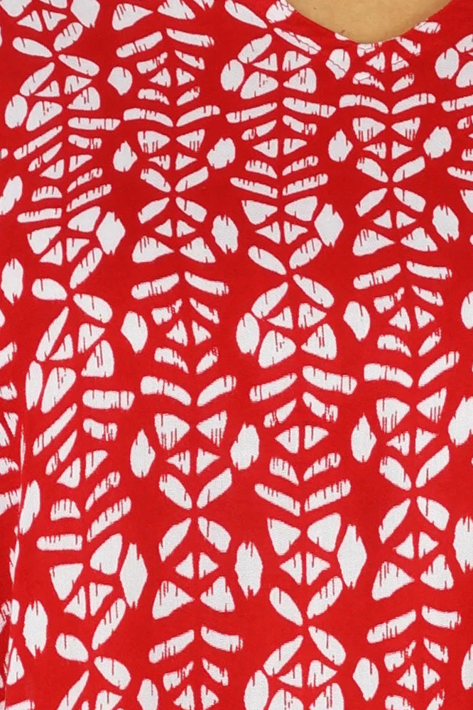 Red Maya Short Top Tunic One Size 14-26