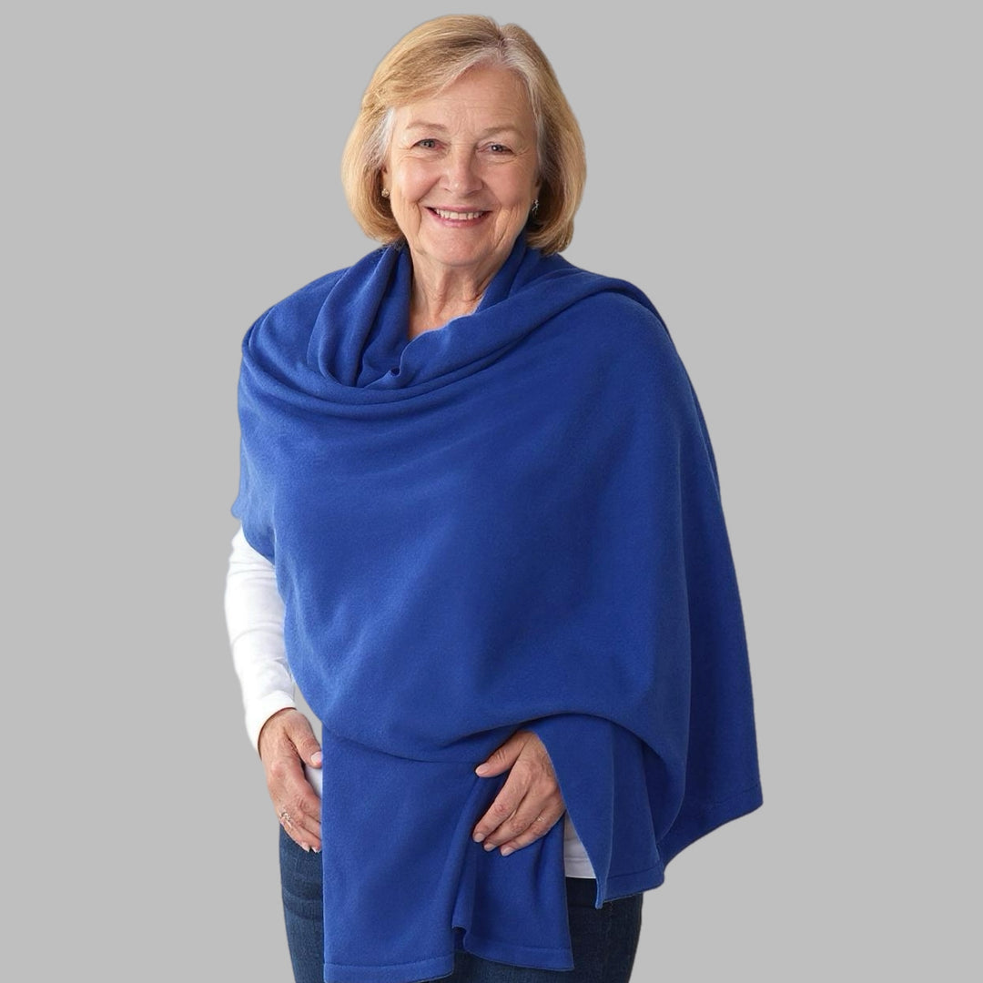 Julian 100% Cashmere Knitted Extra large Travel Wrap/Shawl-Royal Blue