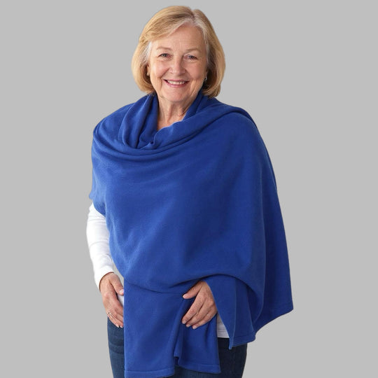 Julian 100% Cashmere Knitted Extra large Travel Wrap/Shawl-Royal Blue