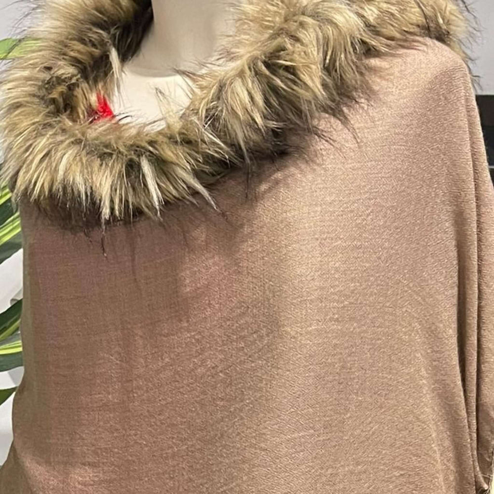 Pure Cashmere Julian Wool Shawl Scarf with Fur