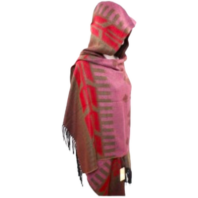 Pink Hooded wrap Shawl Free Size