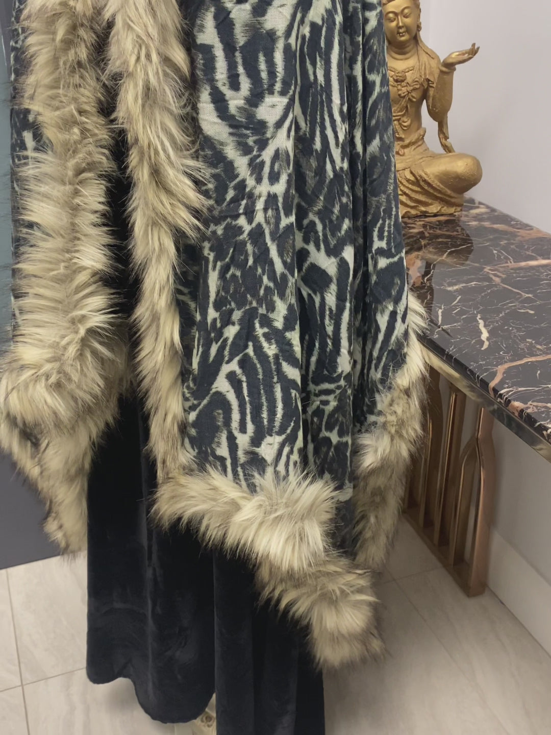 100% Cashmere Julian faux fur shawl wrap