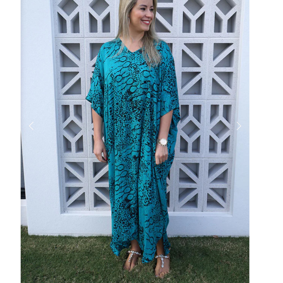 Teal Maya Rayon Kaftan  | Maya Kaftan  Dress 12-26 | Mk Lane