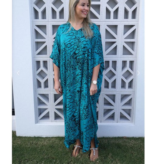 Teal Maya Rayon Kaftan  | Maya Kaftan  Dress 12-26 | Mk Lane