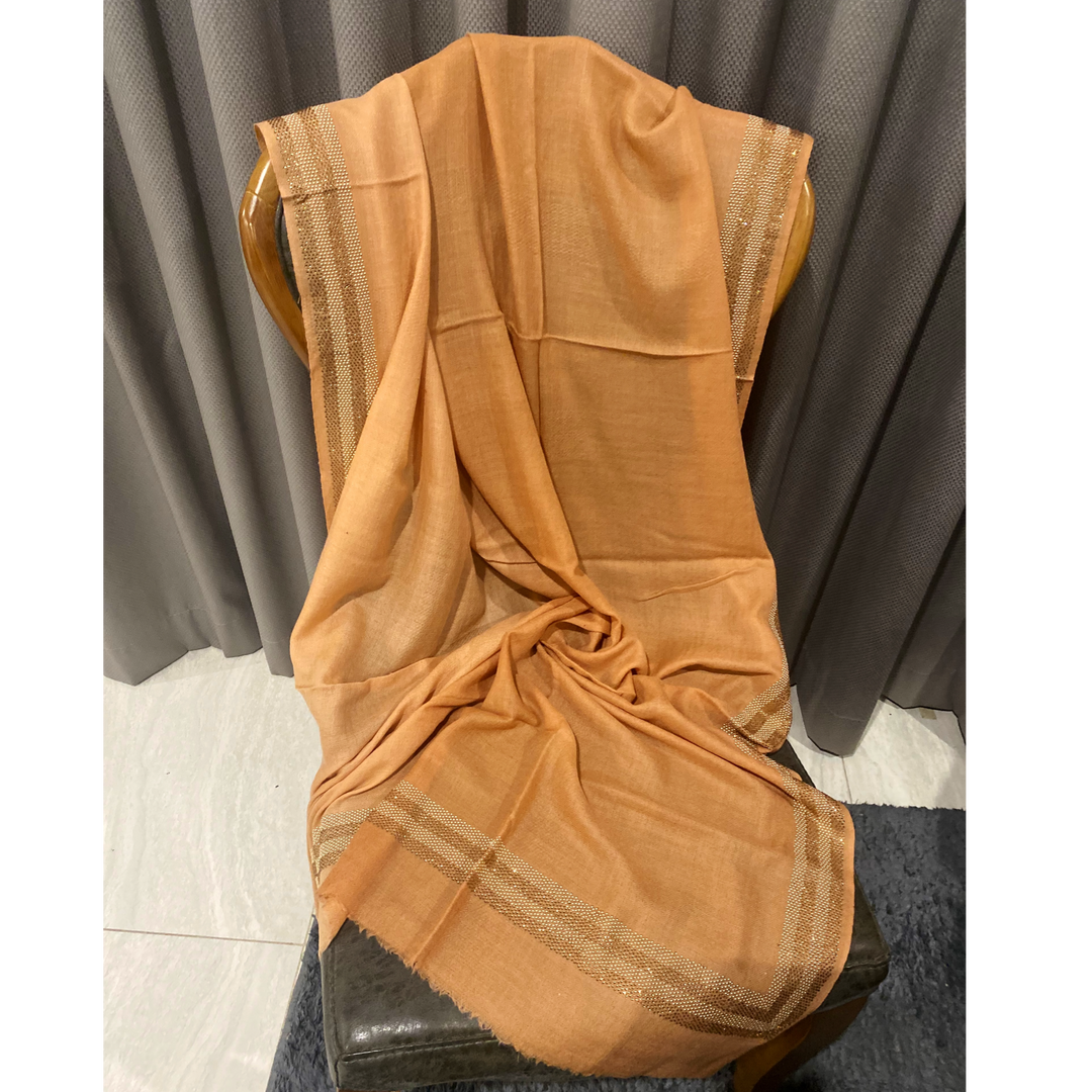 Peach Bling Julian Pure Cashmere Pashmina shawl