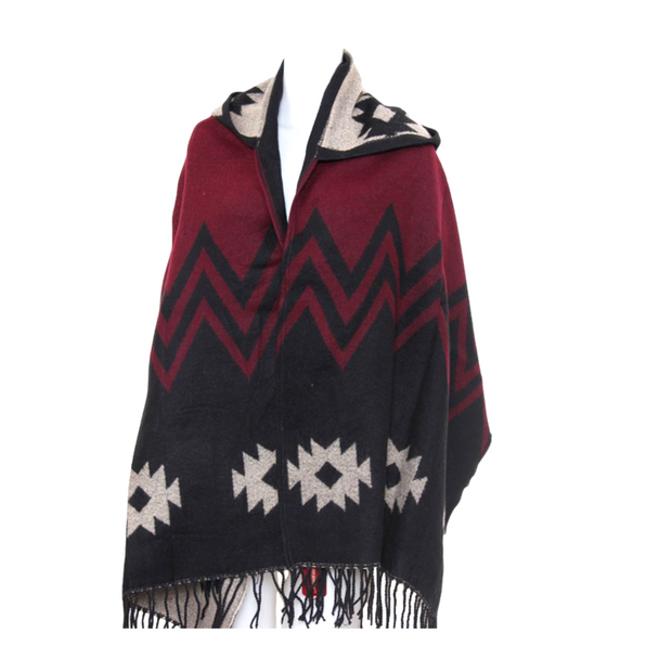 Bohemian Blanket Poncho hoodie cape shawl wrap