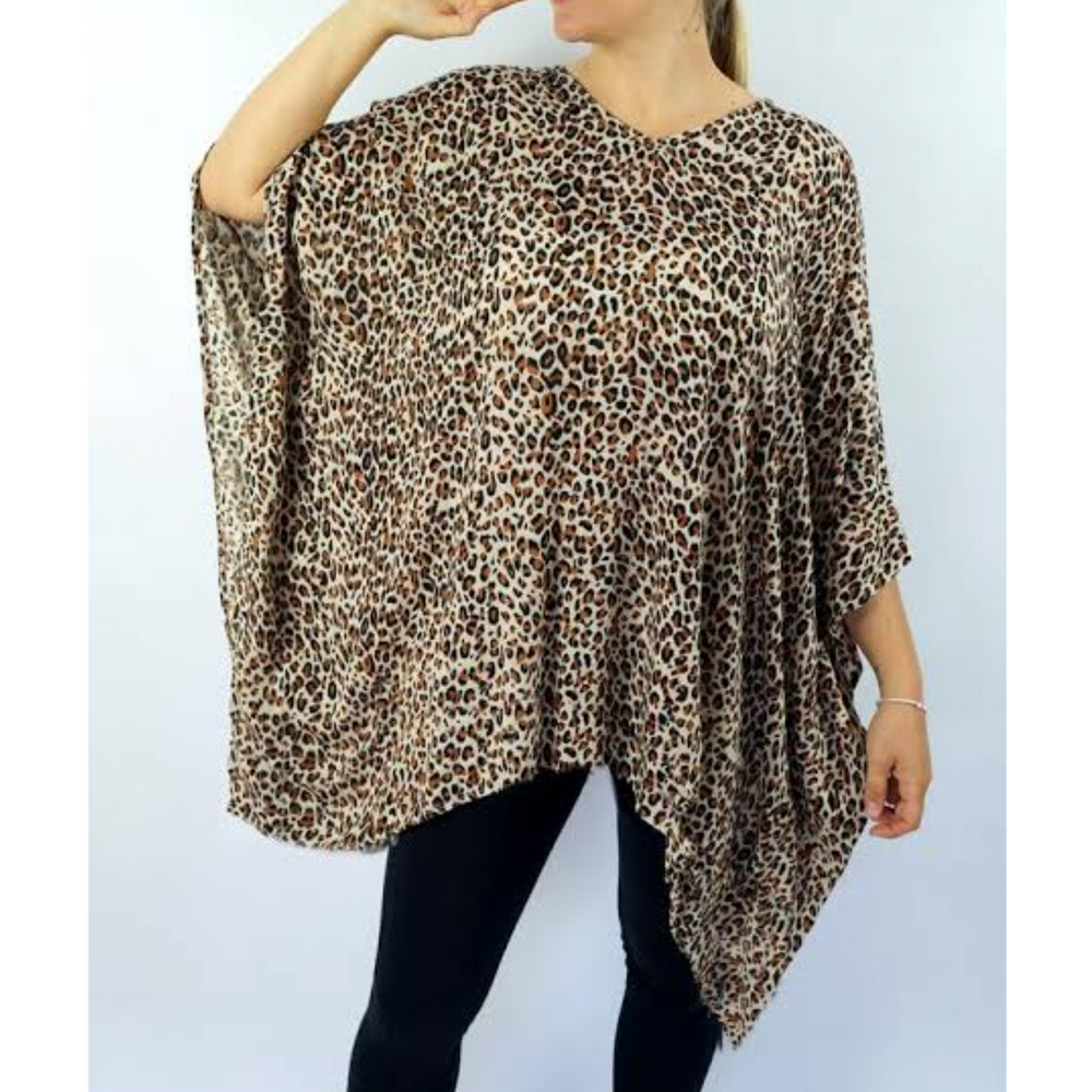 Leopard Print Maya Tunic Top – Boho Chic, Flowy Kaftan