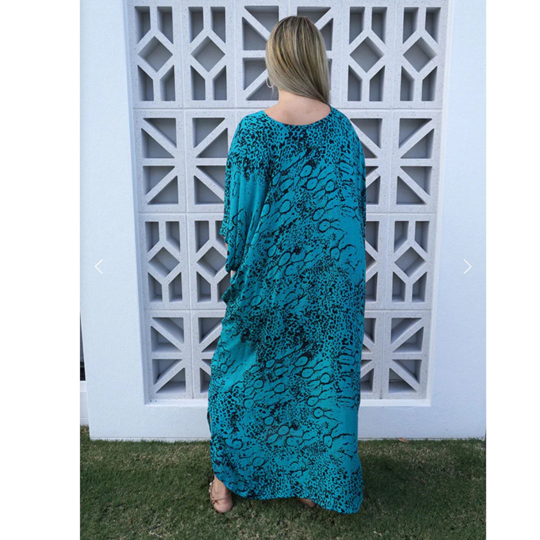 Teal Maya Rayon Kaftan  | Maya Kaftan  Dress 12-26 | Mk Lane