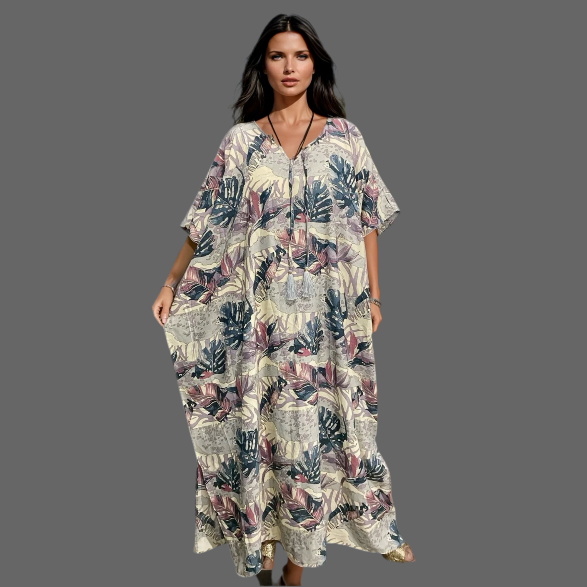 Rayon Maya Resort Wear Kaftan-Front tie Sizes Available AU 10-30