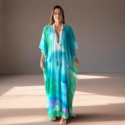 Coco Bella Milano’s Green Blue kaftan 12-20