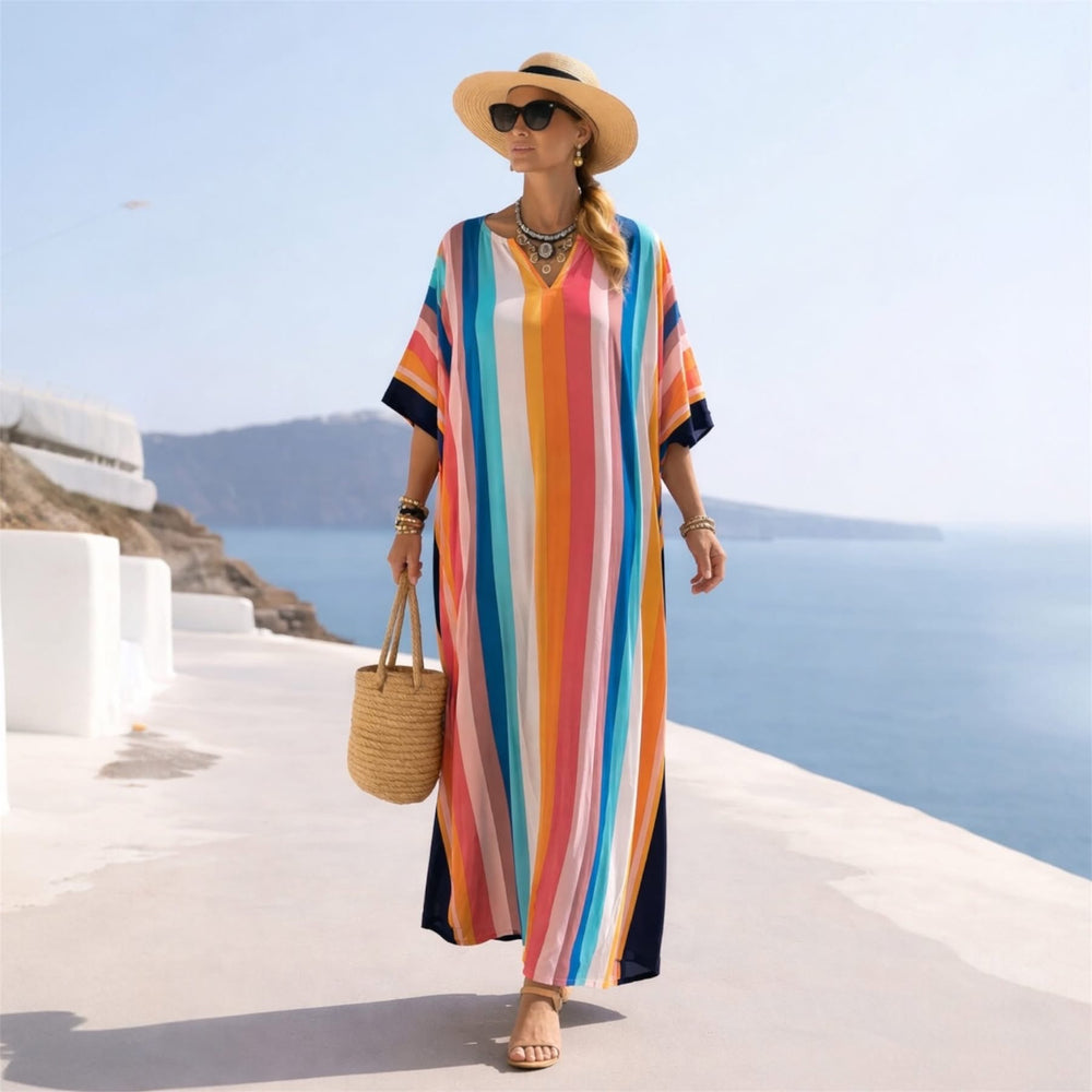 Maya Stripes Kaftan Dress.Sizes Available AU 16-26