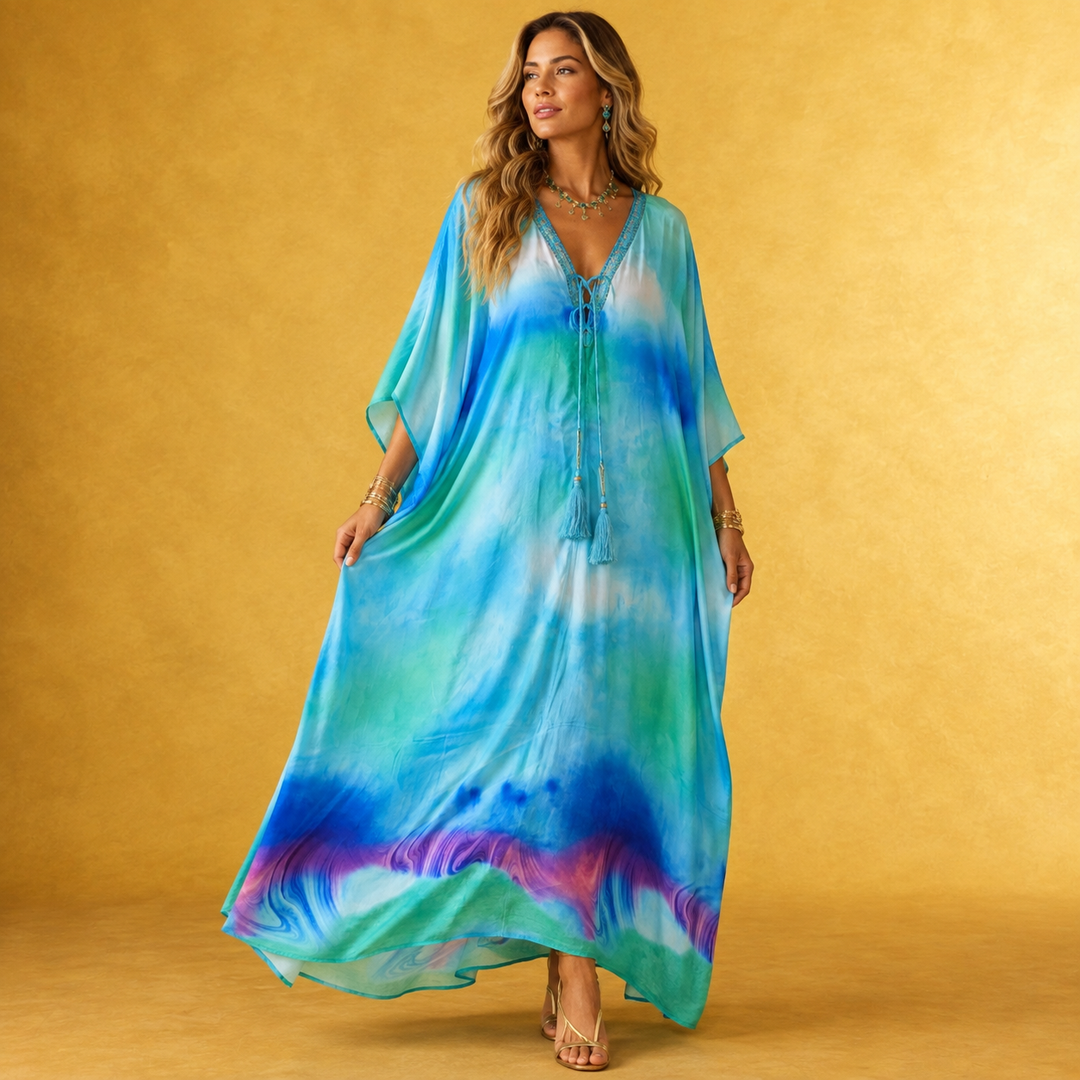 Luxe Silk Gloria Coco Bella Kaftan. Sizes Available AU 14-28
