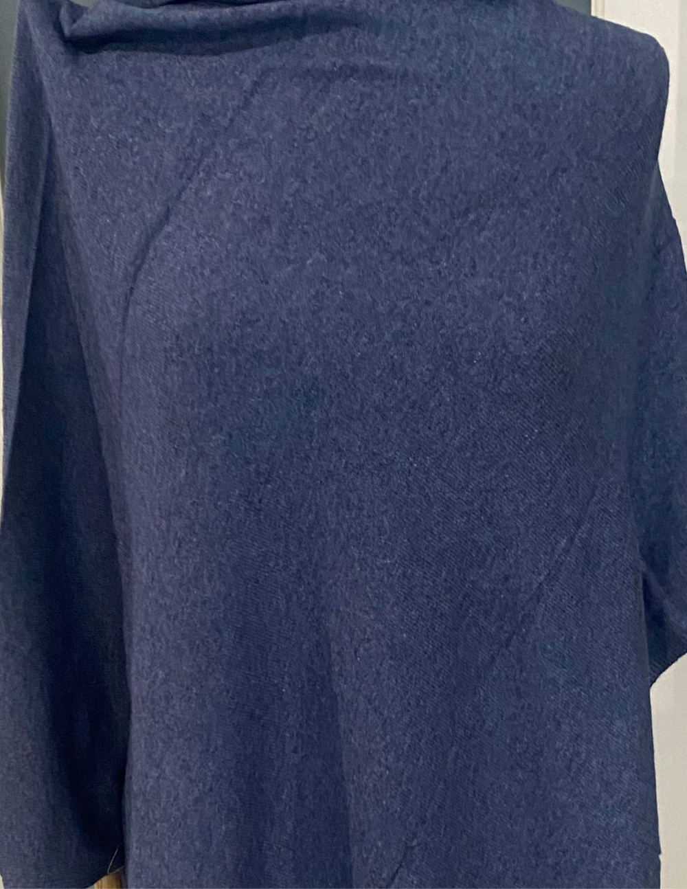 Denim Blue Julian 100% Cashmere Knitted Poncho