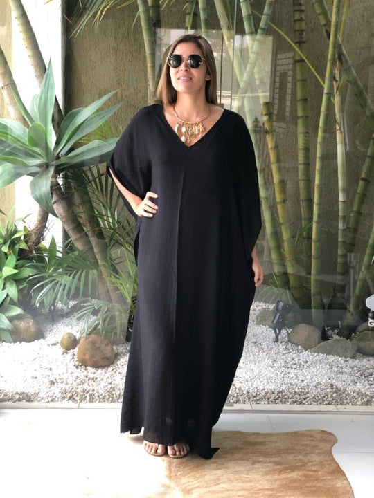 Maya Long Kaftan Black O/S AU 16-26