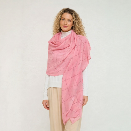Julian Cashmere Bling Pink Handwoven Wedding Wrap Shawl