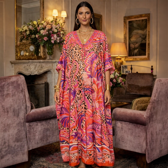 Mia Silk Mix Bling Kaftan O/S AU 12-20
