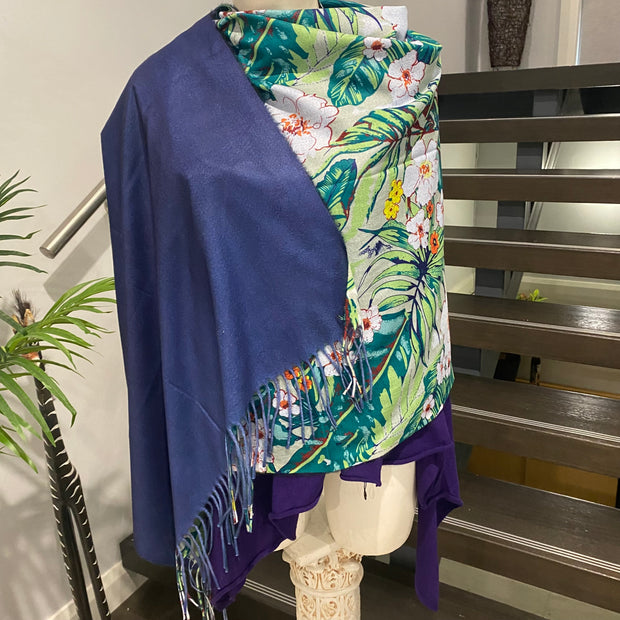 DEIA floral Cashmere blend Scarf-Double side