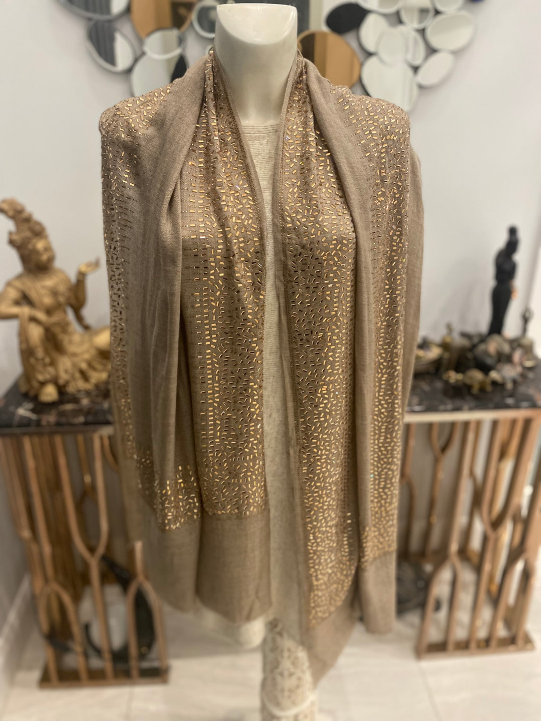 Julian Cashmere Pashmina Swarovski Crystals Handwoven Wedding Wrap Shawl