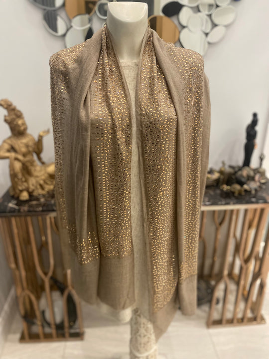 Julian Cashmere Pashmina Swarovski Crystals Handwoven Wedding Wrap Shawl