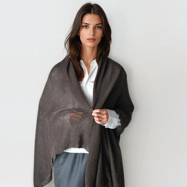 Darkest Brown Julian handwoven pure cashmere scarf