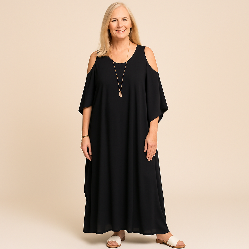 Cold Shoulder Black MAYA Kaftan Maxi Dress Sizes Available AU 12-30