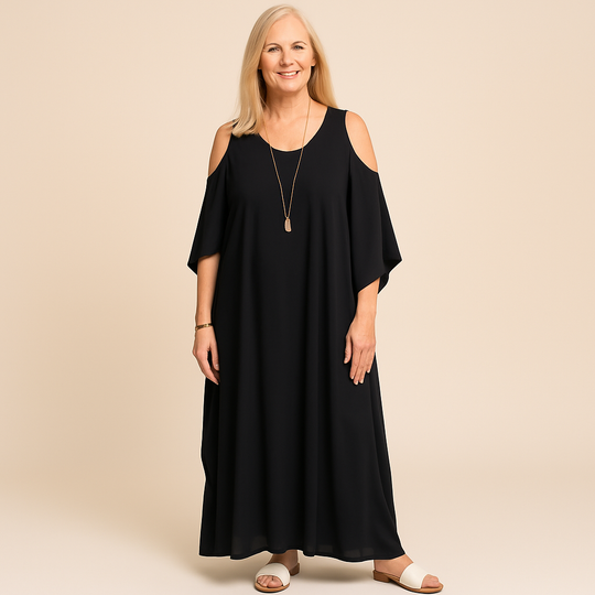 Cold Shoulder Black MAYA Kaftan Maxi Dress Sizes Available AU 12-30