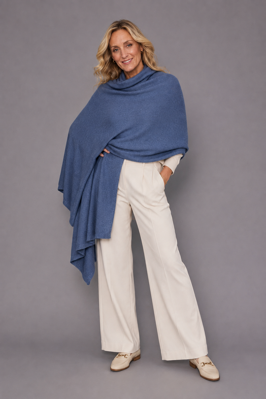100% Cashmere 2 ply Knitted Julian Oversized Wrap -Unisex -30 Colours available