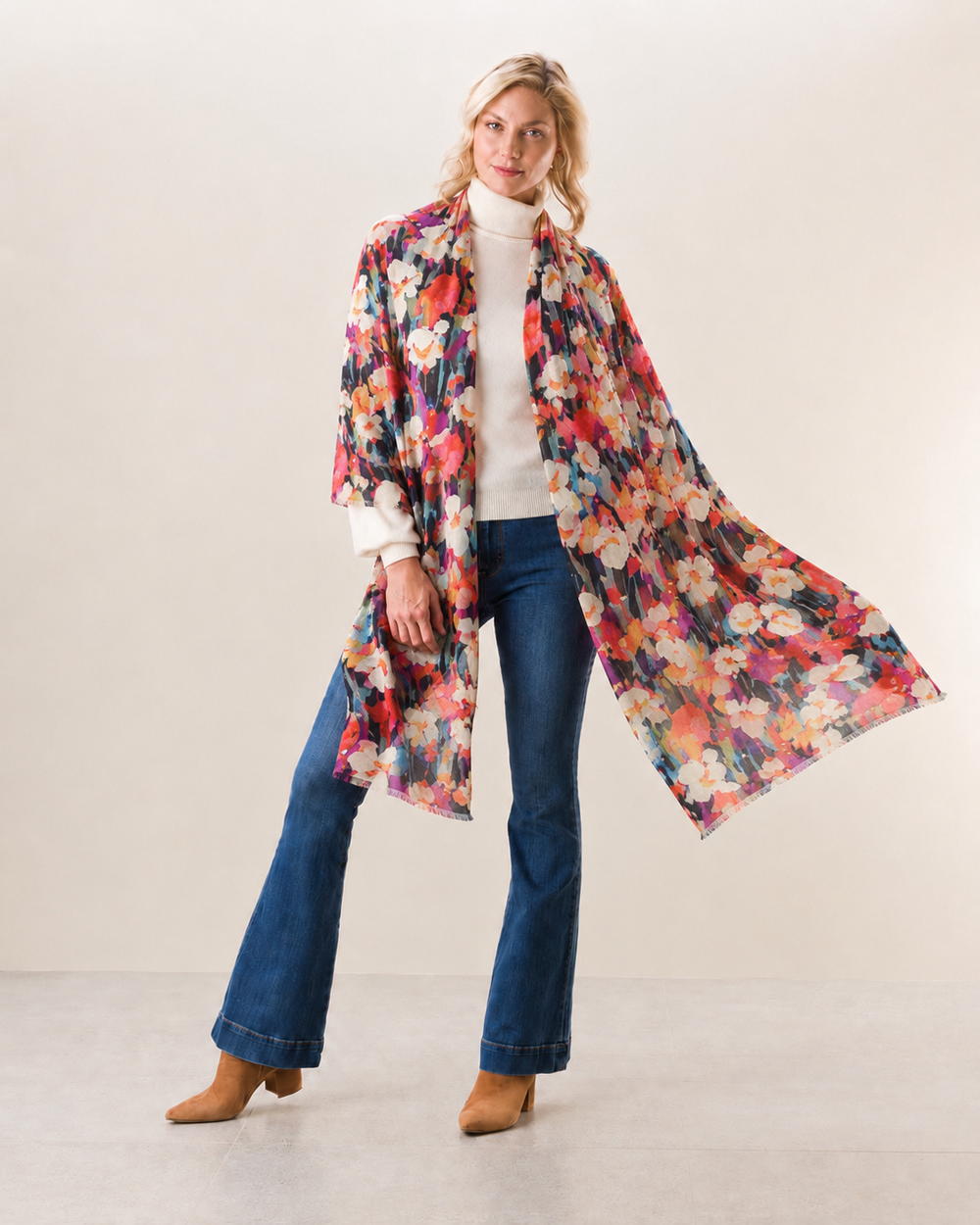 Bohemian Garden Cashmere Printed Ultra fine Julian Scarf